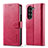 Funda de Cuero Cartera con Soporte Carcasa LC1 para Samsung Galaxy Z Fold5 5G Rosa Roja