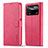 Funda de Cuero Cartera con Soporte Carcasa LC1 para Xiaomi Poco X4 Pro 5G Rosa Roja