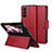 Funda de Cuero Cartera con Soporte Carcasa LD1 para Samsung Galaxy Z Fold5 5G Rojo