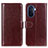 Funda de Cuero Cartera con Soporte Carcasa M07L para Huawei Nova Y70 Marron