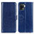 Funda de Cuero Cartera con Soporte Carcasa M07L para Oppo Reno5 F Azul