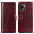 Funda de Cuero Cartera con Soporte Carcasa M07L para Oppo Reno5 F Marron