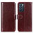 Funda de Cuero Cartera con Soporte Carcasa M07L para Oppo Reno6 5G Marron