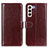 Funda de Cuero Cartera con Soporte Carcasa M07L para Samsung Galaxy S21 5G Marron