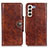 Funda de Cuero Cartera con Soporte Carcasa M12L para Samsung Galaxy S22 Plus 5G Marron