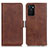 Funda de Cuero Cartera con Soporte Carcasa M15L para Oppo A55S 5G Marron