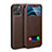 Funda de Cuero Cartera con Soporte Carcasa N01 para Apple iPhone 12 Pro Max Marron