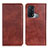 Funda de Cuero Cartera con Soporte Carcasa N01P para Oppo Reno5 A Marron