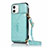 Funda de Cuero Cartera con Soporte Carcasa N03 para Apple iPhone 12 Cian