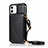 Funda de Cuero Cartera con Soporte Carcasa N03 para Apple iPhone 12 Mini Negro