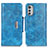 Funda de Cuero Cartera con Soporte Carcasa N04P para Motorola Moto E32 Azul Cielo