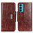 Funda de Cuero Cartera con Soporte Carcasa N04P para Motorola Moto Edge 20 5G Marron