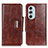 Funda de Cuero Cartera con Soporte Carcasa N04P para Motorola Moto Edge X30 5G Marron