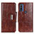 Funda de Cuero Cartera con Soporte Carcasa N04P para Motorola Moto G Pure Marron