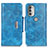 Funda de Cuero Cartera con Soporte Carcasa N04P para Motorola Moto G51 5G Azul Cielo