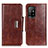 Funda de Cuero Cartera con Soporte Carcasa N04P para Oppo A94 5G Marron