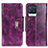 Funda de Cuero Cartera con Soporte Carcasa N04P para Realme 8 4G Morado