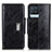 Funda de Cuero Cartera con Soporte Carcasa N04P para Realme 8 4G Negro