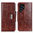 Funda de Cuero Cartera con Soporte Carcasa N04P para Samsung Galaxy S23 Ultra 5G Marron