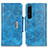 Funda de Cuero Cartera con Soporte Carcasa N04P para Sony Xperia 1 III Azul Cielo