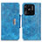 Funda de Cuero Cartera con Soporte Carcasa N04P para Xiaomi Redmi 10 India Azul Cielo