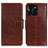 Funda de Cuero Cartera con Soporte Carcasa N05P para Huawei Honor X6a Marron