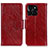 Funda de Cuero Cartera con Soporte Carcasa N05P para Huawei Honor X6a Rojo