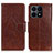 Funda de Cuero Cartera con Soporte Carcasa N05P para Huawei Honor X8a 4G Marron