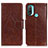 Funda de Cuero Cartera con Soporte Carcasa N05P para Motorola Moto E30 Marron