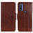 Funda de Cuero Cartera con Soporte Carcasa N05P para Motorola Moto G Pure Marron