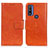 Funda de Cuero Cartera con Soporte Carcasa N05P para Motorola Moto G Pure Naranja