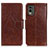 Funda de Cuero Cartera con Soporte Carcasa N05P para Nokia C210 Marron