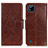 Funda de Cuero Cartera con Soporte Carcasa N05P para Realme C20A Marron