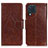 Funda de Cuero Cartera con Soporte Carcasa N05P para Samsung Galaxy M32 4G Marron