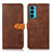 Funda de Cuero Cartera con Soporte Carcasa N07P para Motorola Moto Edge 20 5G Marron