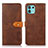 Funda de Cuero Cartera con Soporte Carcasa N07P para Motorola Moto Edge 20 Lite 5G Marron