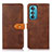 Funda de Cuero Cartera con Soporte Carcasa N07P para Motorola Moto Edge 30 5G Marron