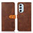 Funda de Cuero Cartera con Soporte Carcasa N07P para Motorola Moto Edge Plus (2022) 5G Marron