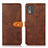 Funda de Cuero Cartera con Soporte Carcasa N07P para Nokia C02 Marron