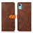 Funda de Cuero Cartera con Soporte Carcasa N07P para Nokia C12 Plus Marron