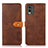 Funda de Cuero Cartera con Soporte Carcasa N07P para Nokia C210 Marron