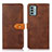 Funda de Cuero Cartera con Soporte Carcasa N07P para Nokia G22 Marron