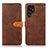 Funda de Cuero Cartera con Soporte Carcasa N07P para Samsung Galaxy S21 Ultra 5G Marron