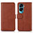 Funda de Cuero Cartera con Soporte Carcasa N08P para Huawei Honor 90 Lite 5G Marron