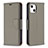 Funda de Cuero Cartera con Soporte Carcasa para Apple iPhone 13 Gris