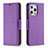 Funda de Cuero Cartera con Soporte Carcasa para Apple iPhone 13 Pro Max Morado