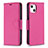 Funda de Cuero Cartera con Soporte Carcasa para Apple iPhone 13 Rosa Roja