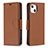 Funda de Cuero Cartera con Soporte Carcasa para Apple iPhone 14 Marron