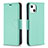 Funda de Cuero Cartera con Soporte Carcasa para Apple iPhone 15 Cian