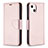 Funda de Cuero Cartera con Soporte Carcasa para Apple iPhone 15 Oro Rosa